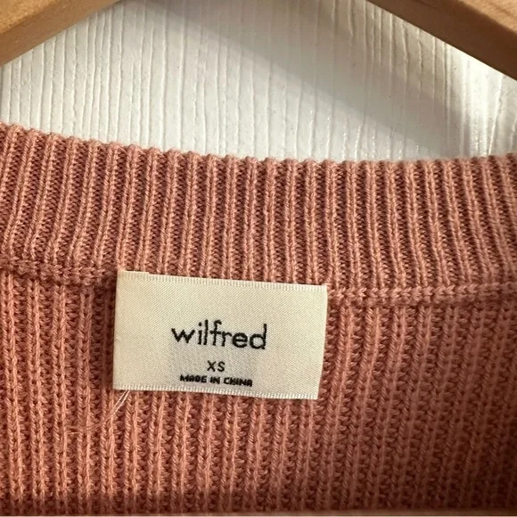 Wilfred Aritzia Sweater Cropped Pink Ribbed Knit Wool Dainty Size Extra Small - Picture 5 of 8